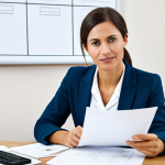 A professional female dietitian, an adult with a warm, empathetic expression, wearing a modest business casual outfit, sitting at a modern, clean desk in a well-lit dietitian's office. She is attentively listening and making a note on a paper chart, reflecting the challenges of patient motivation and addressing common health myths. The office is tidy, with subtle health-related decor in the background, conveying trust and understanding. Perfect anatomy, correct proportions, well-formed hands, proper finger count, natural body proportions. Fully clothed, appropriate attire, professional dress, safe for work, appropriate content, professional.
