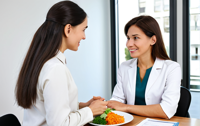 영양사와 관련된 최신 법규 - Dietitian Consultation**
"A professional dietitian in a bright, modern office, fully clothed in a m...