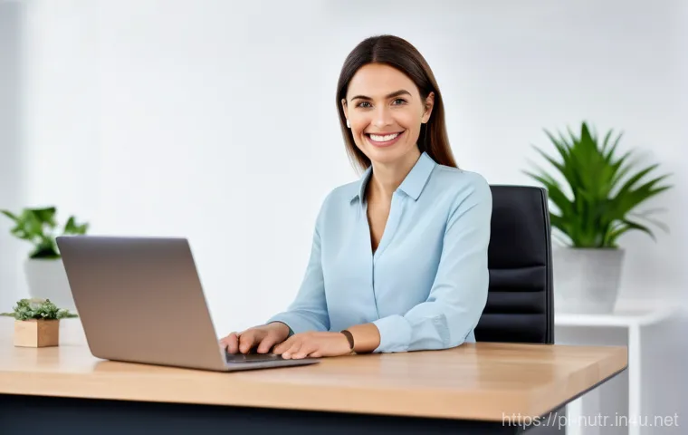 영양사로서 커리어 개발 방법 - **Prompt:** A professional and friendly female dietitian in her modern, clean office, sitting at a l...