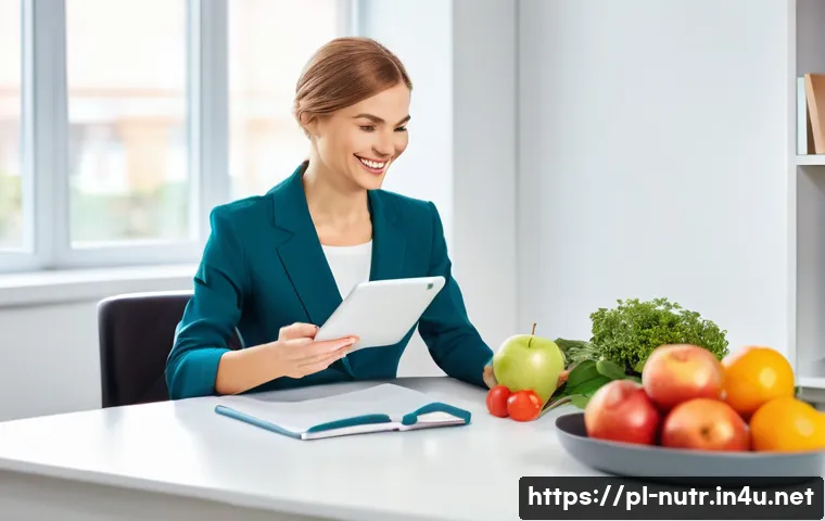 영양사 자격 취득 과정 - **Prompt:** A warm and inviting image of a professional Polish female dietitian, approximately 30-40...
