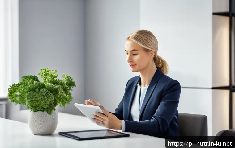 영양사로서의 성공 스토리 - A professional dietitian in a modern consultation room, attentively listening to a middle-aged Polis...